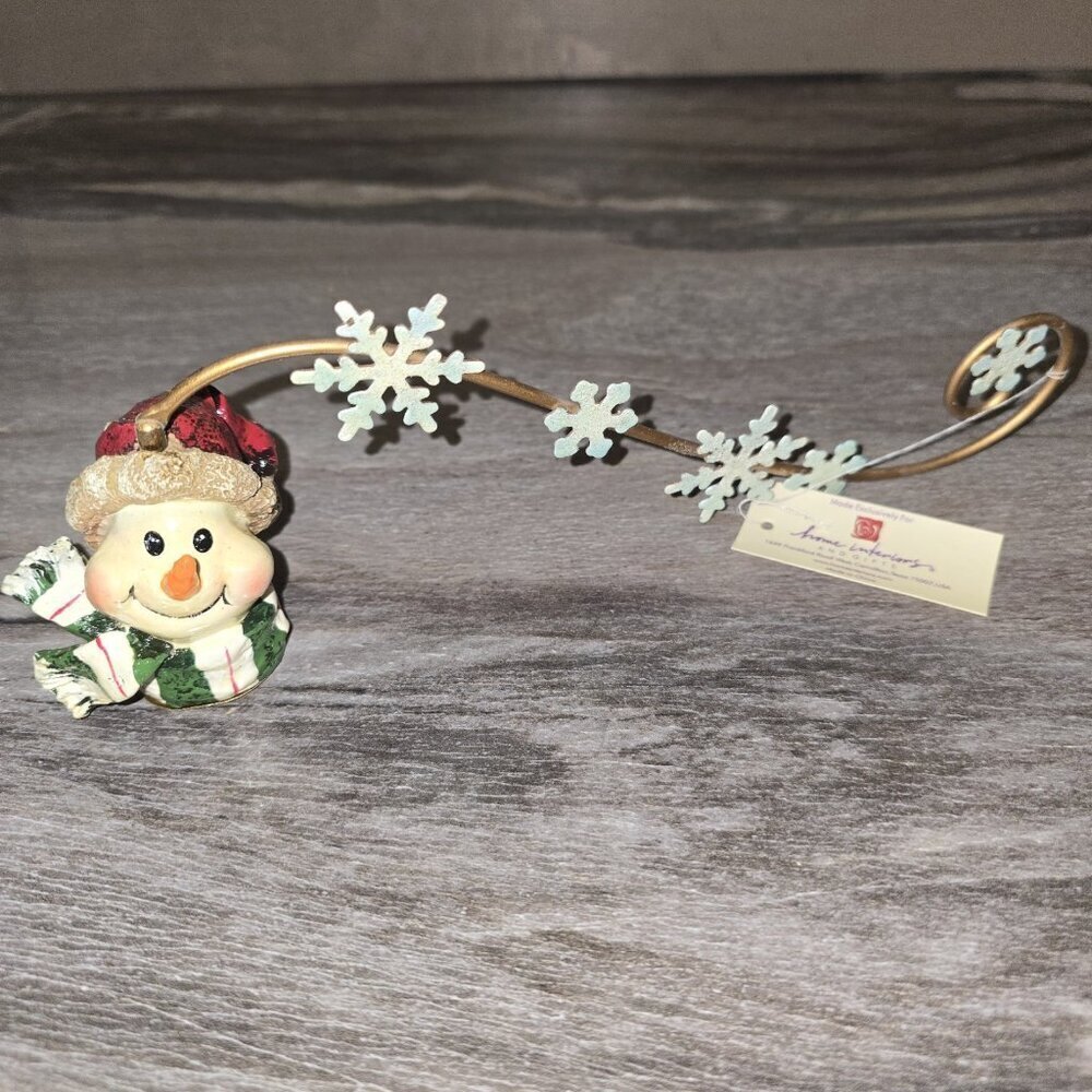 Candle snuffer Home Interiors Snowman Figurine with Metal Snowflake Swirl